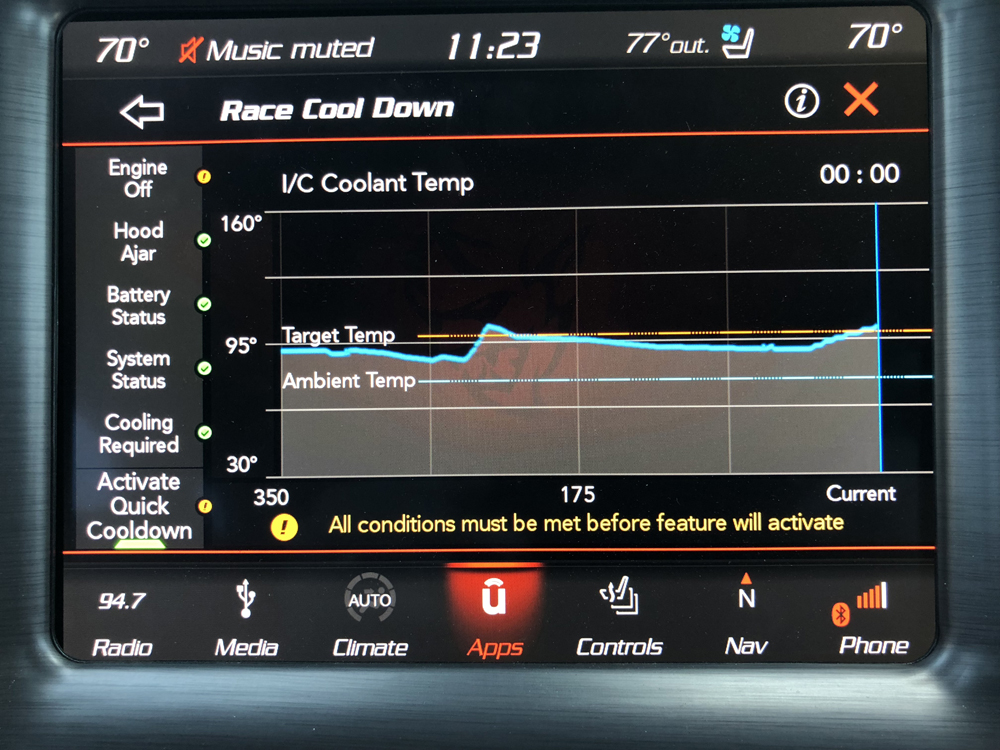 2018 Dodge Challenger SRT Demon Intercooler Temp