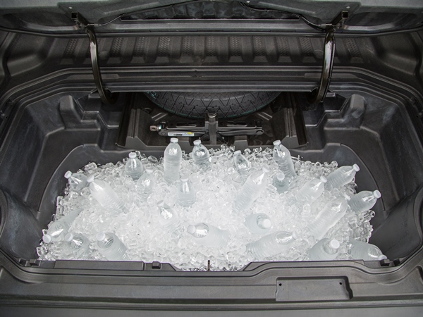 Honda Ridgeline in-bed trunk used as a cooler with ice