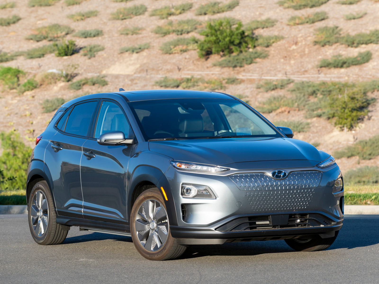2021 Hyundai Kona EV in gray.