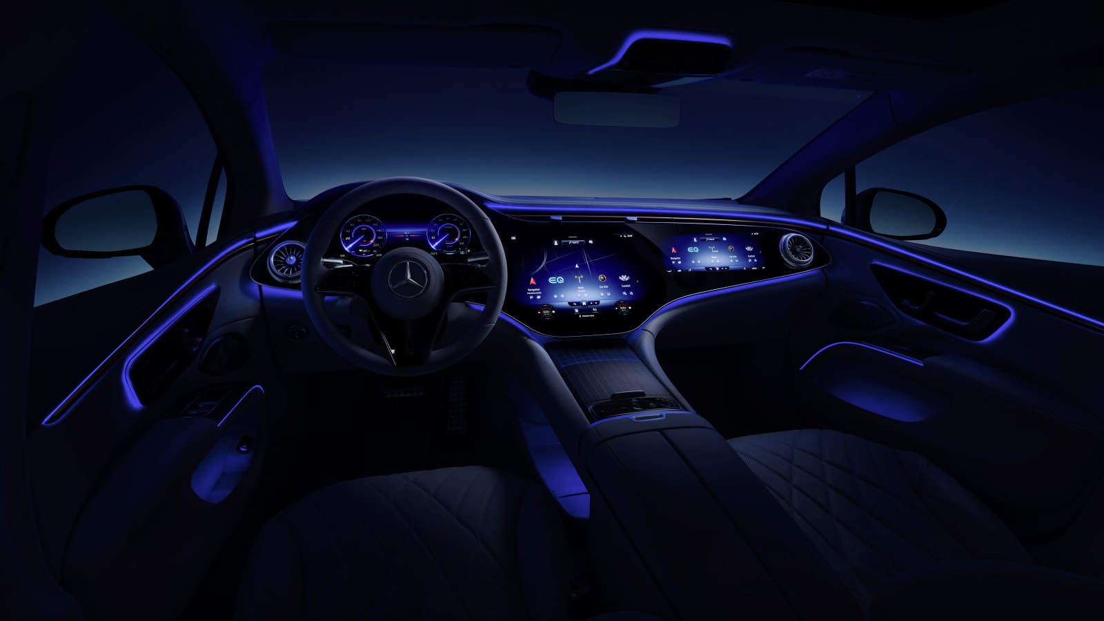 The interior of the Mercedes-Benz EQS