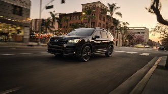 2022 Subaru Ascent Onyx Edition Driving Front Three Quarter