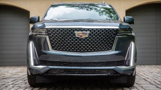 2021 Cadillac Escalade 600 front in steel blue