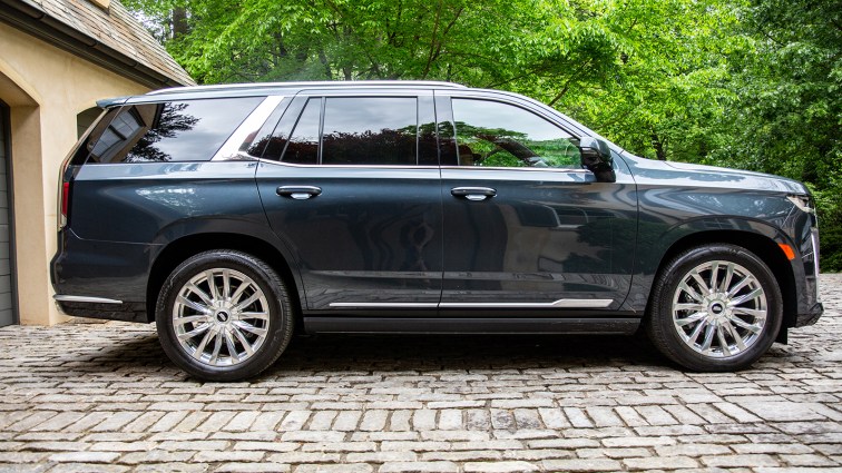 2021 Cadillac Escalade 600 profile in steel blue