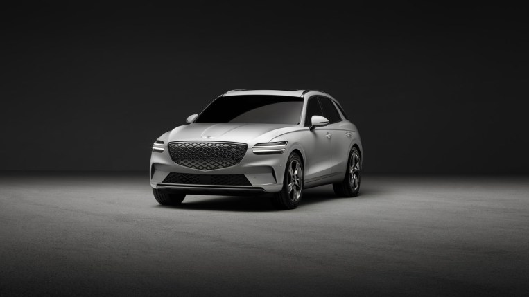 The 2023 Genesis Electrified GV70 seen from a front quarter angle