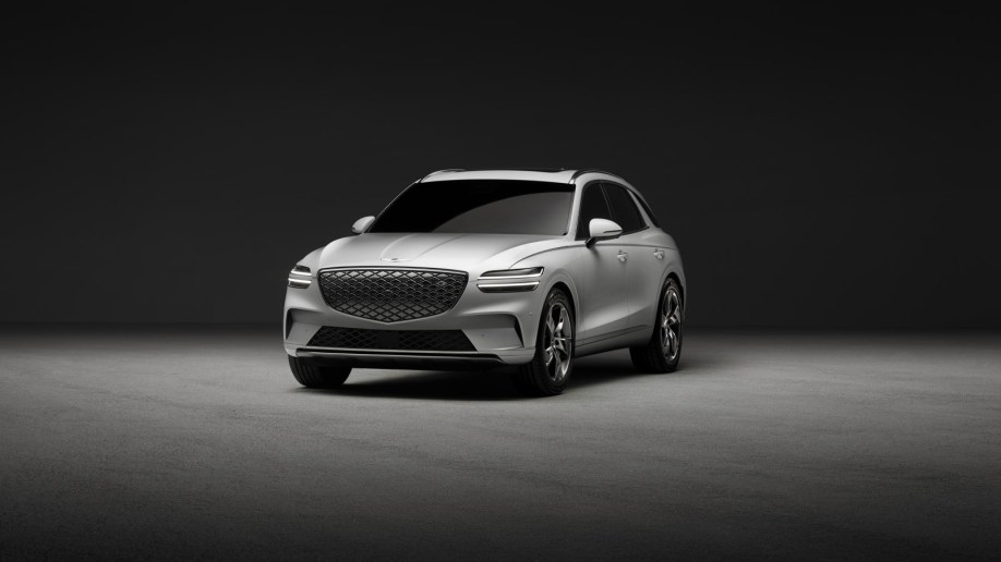 The 2023 Genesis Electrified GV70 seen from a front quarter angle