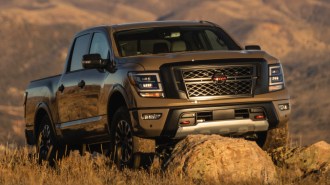 2021 Nissan Titan near rocks