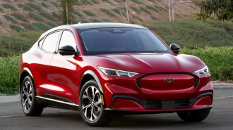 2022 Ford Mustang Mach-e in red.