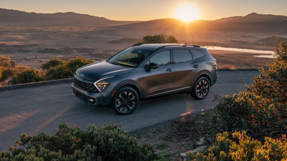 The 2023 Kia Sportage PHEV seen from a front quarter angle