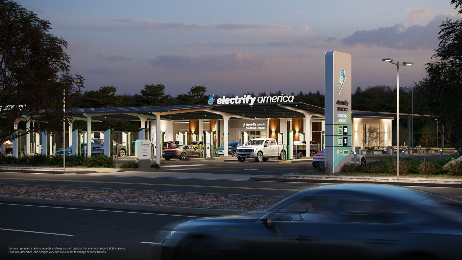 An Electrify America charging station