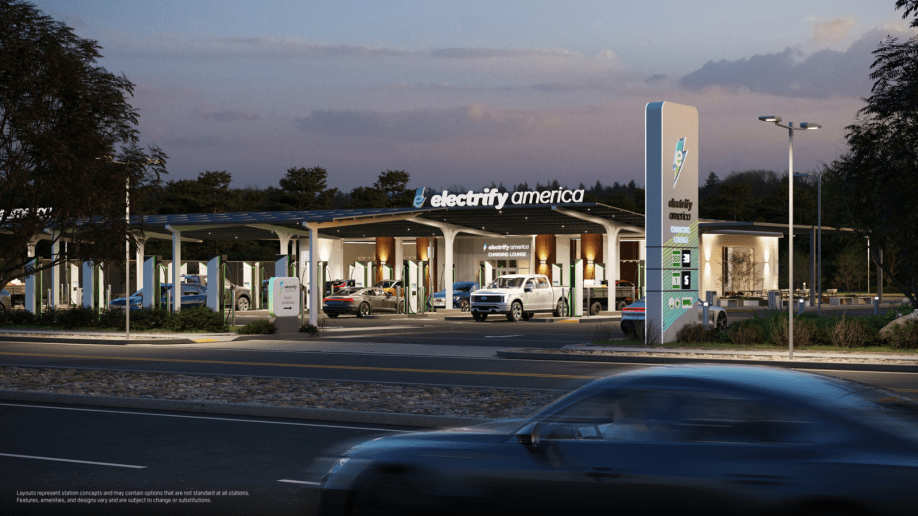 An Electrify America charging station