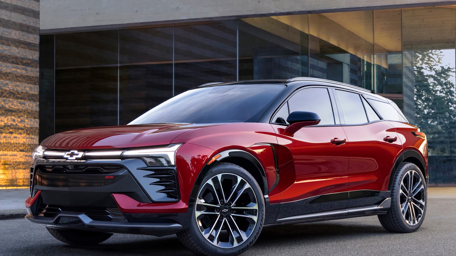 The 2024 Chevrolet Blazer EV seen from a front quarter angle