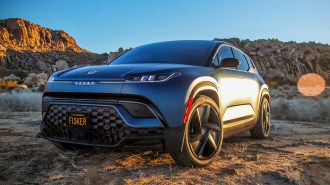 The Fisker Ocean seen from a front quarter angle