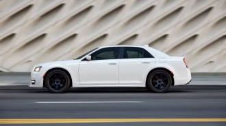 The 2022 Chrysler 300 in white, seen in profile