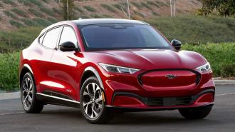 2022 Ford Mustang Mach-e in red.