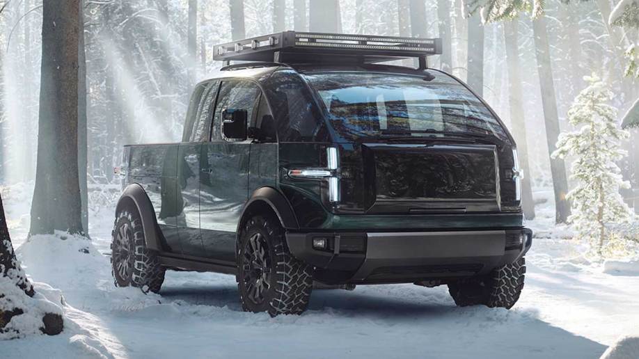 Canoo Pickup Truck in green.