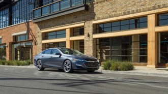 The Chevrolet Malibu seen from a front quarter angle