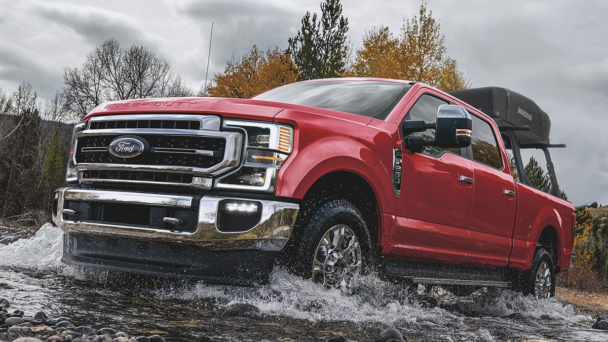 2022 Ford F-250 in red.