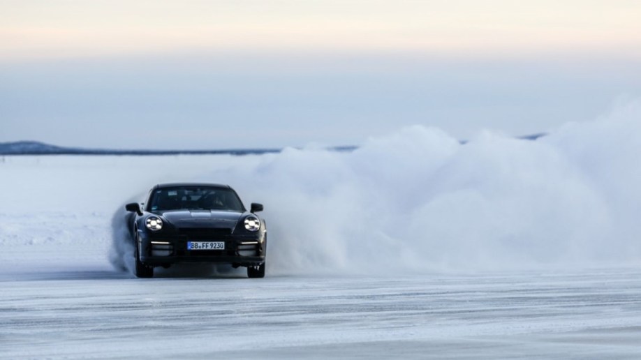 The 2023 Porsche 911 Dakar seen in snow testing
