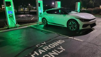 2022 Kia EV6 charging at night