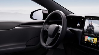 A steering wheel retrofit kit Tesla sells to replace the yoke found in some of its cars
