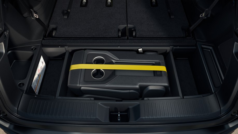 The stowaway center second-row seat of the 2023 Honda Pilot