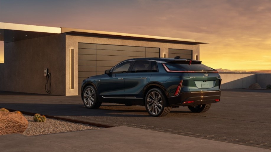 The 2024 Cadillac Lyriq seen from a rear quarter angle