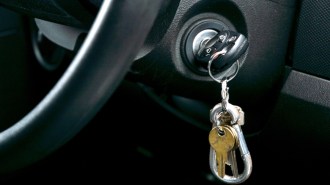 Key in a car ignition switch