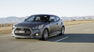 The 2013 Hyundai Veloster Turbo, seen from a front quarter angle