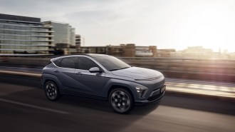 The 2024 Hyundai Kona Electric seen from a front quarter angle