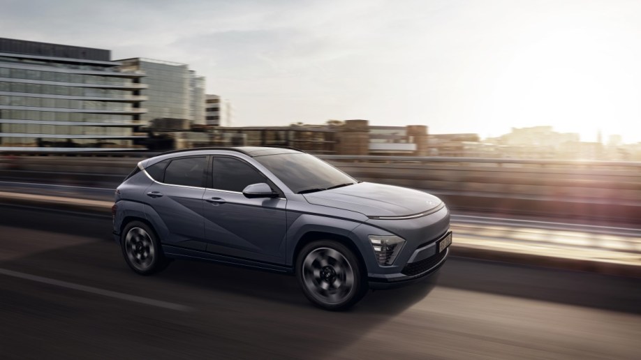 The 2024 Hyundai Kona Electric seen from a front quarter angle
