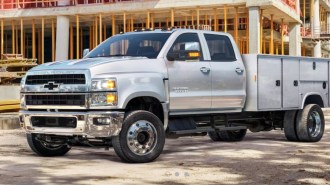 The 2023 Chevrolet Silverado 4500HD Chassis Cab truck seen from a front quarter angle