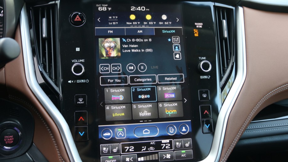 2023 Subaru Outback Touring satellite radio screen.