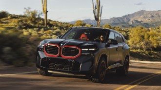 The 2024 BMW XM Label Red seen front a front quarter angle