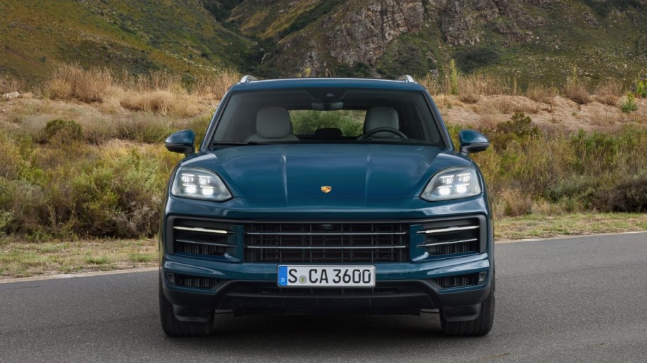 The 2024 Porsche Cayenne seen from head on