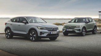 The 2023 Volvo C40 Recharge (left) and XC40 Recharge (right)