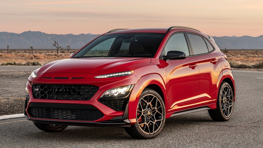 2023 Hyundai Kona N in red.