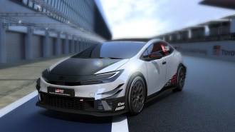 The Toyota Prius 24h Le Mans Centennial GR Edition Concept from a front quarter angle