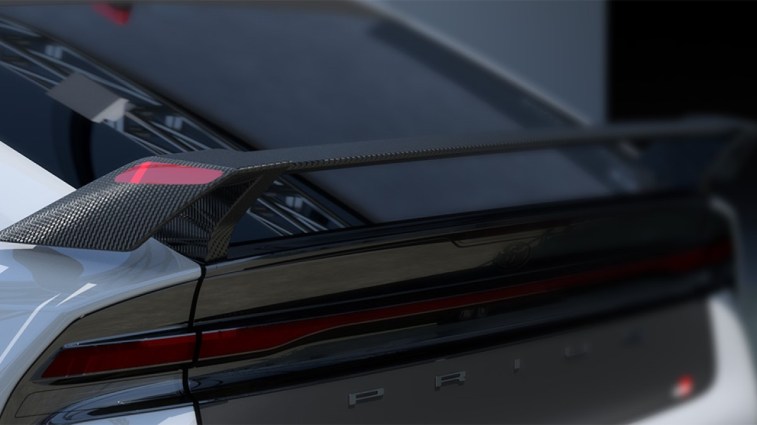 The rear wing of the Toyota Prius 24h Le Mans Centennial GR Edition Concept