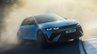 The 2024 Hyundai Ioniq 5 N seen from a front quarter angle