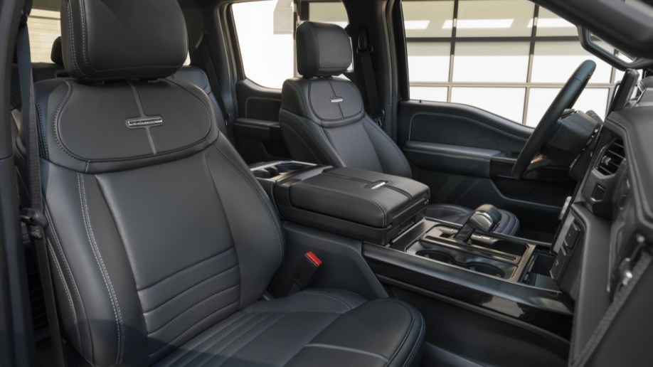 The interior of the 2024 Ford F-150 Lightning Platinum Black Edition