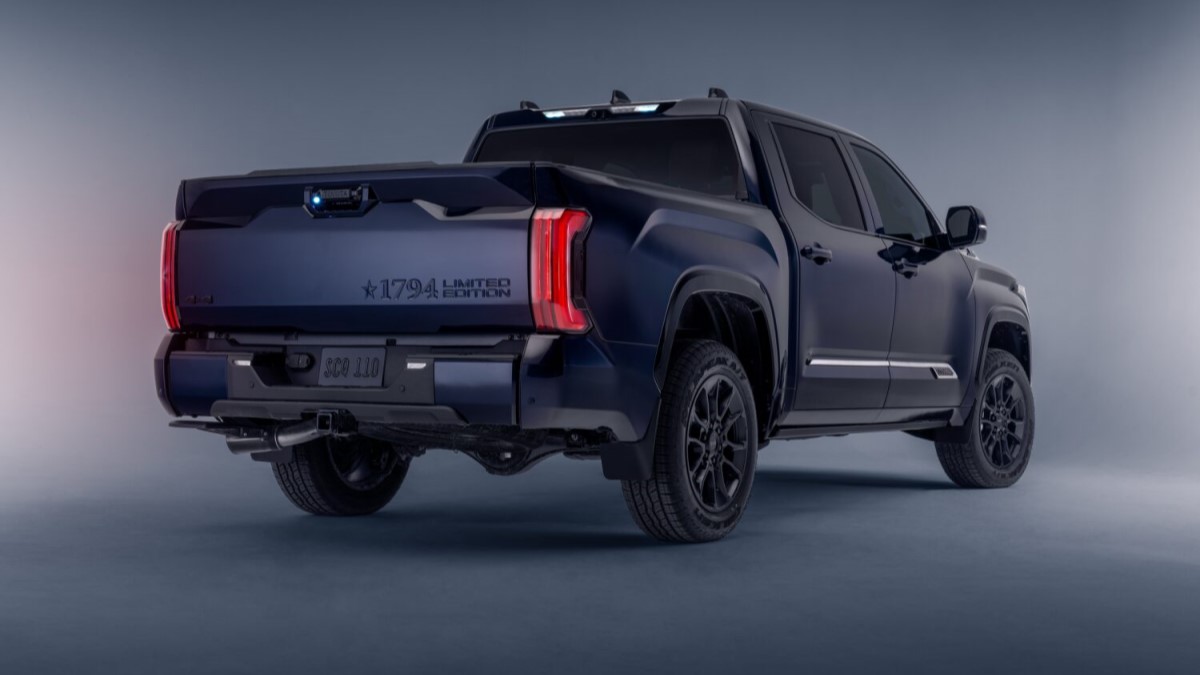The 2024 Toyota Tundra 1974 Edition seen from a rear quarter angle