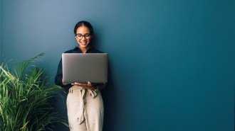 Woman buying a car online