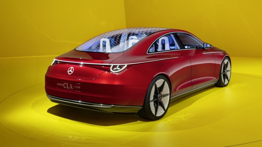 The Mercedes-Benz Concept CLA-Class seen from a rear quarter angle