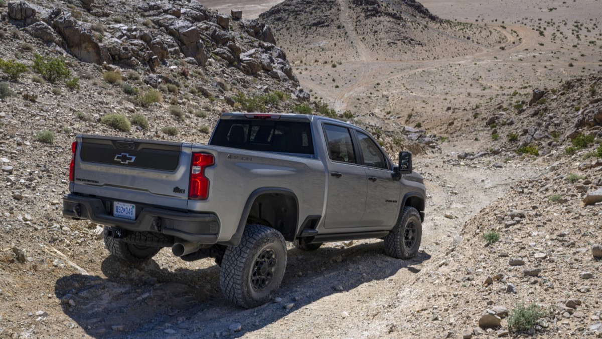 The 2024 Chevrolet Silverado ZR Bison seen from a rear quarter angle