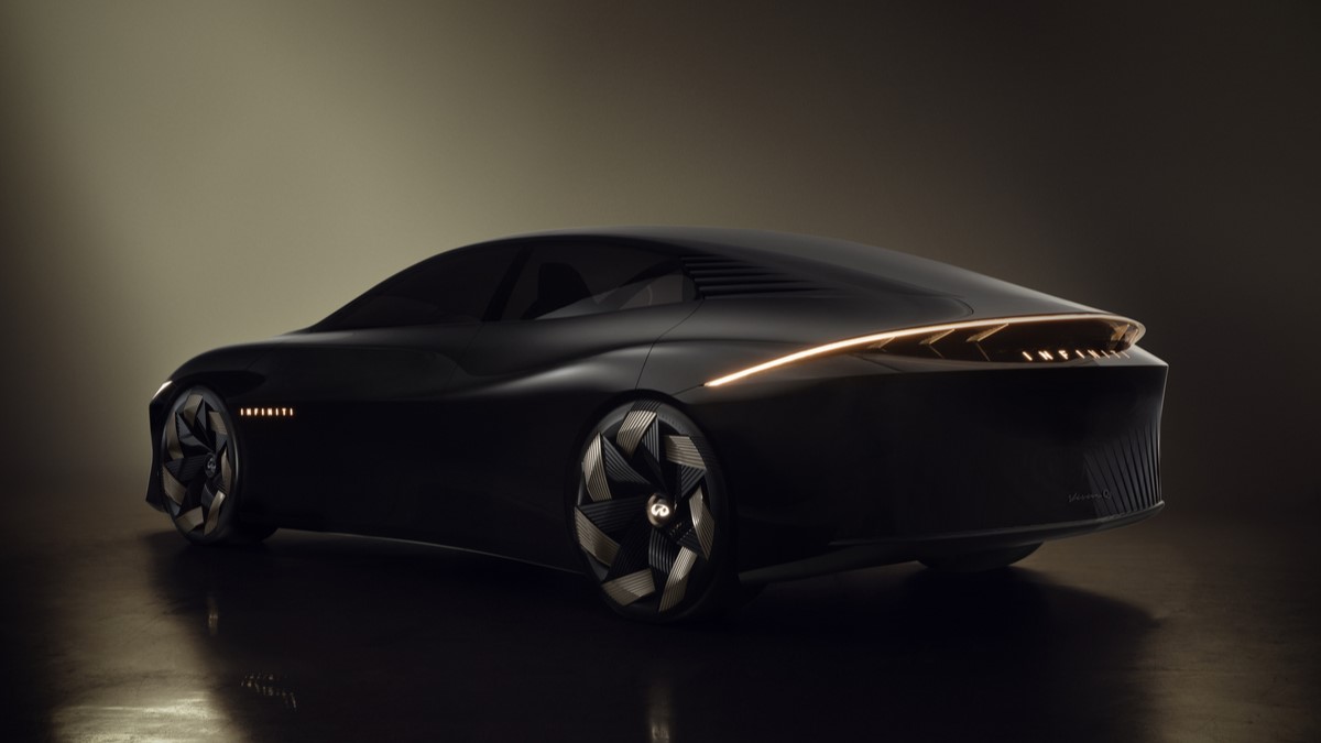 The Infiniti Vision Qe Concept seen from a rear quarter angle