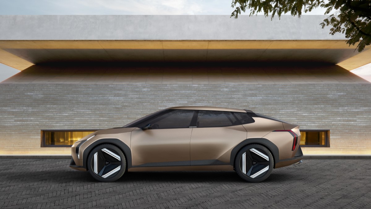 The Kia EV4 Concept seen in profile