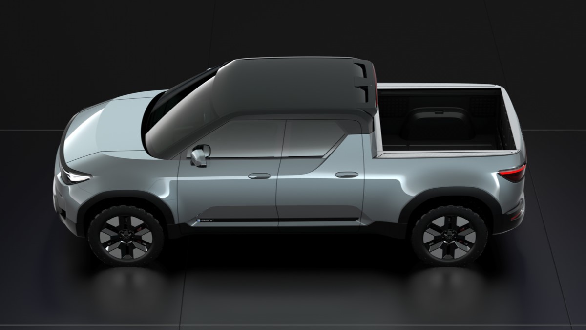 The Toyota EPU electric truck concept seen in profile from overhead