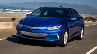 The 2017 Chevrolet Bolt seen from a front quarter angle