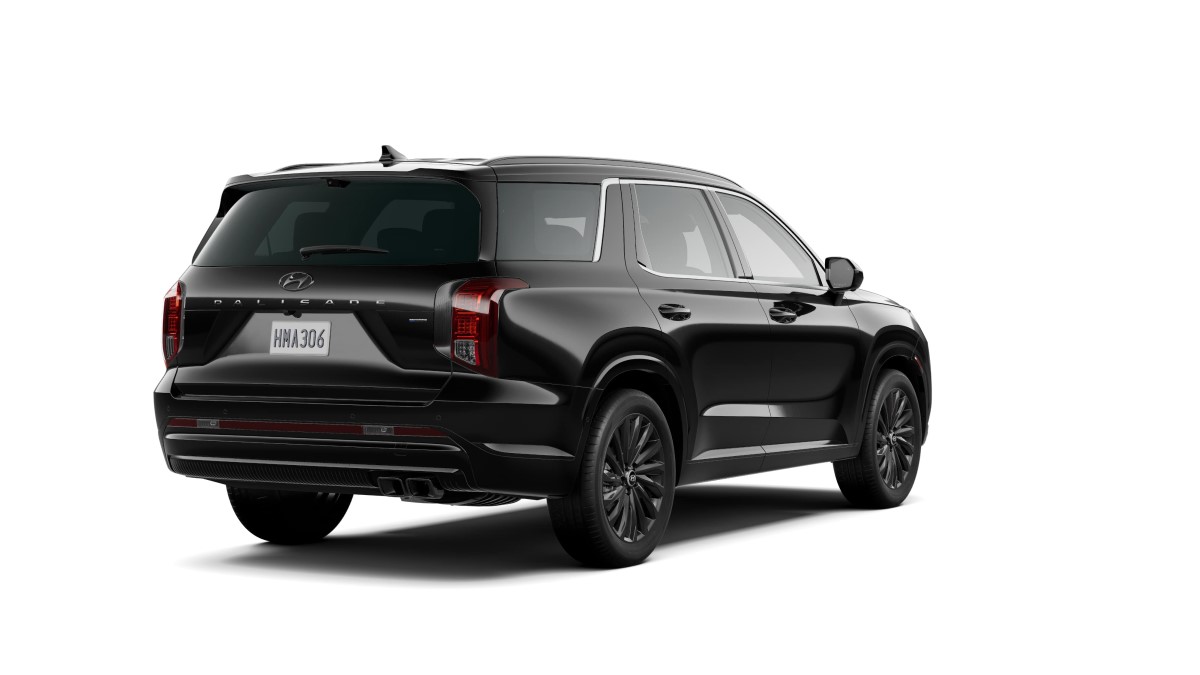 The 2024 Hyundai Palisade Calligraphy Night Edition seen from a rear quarter angle