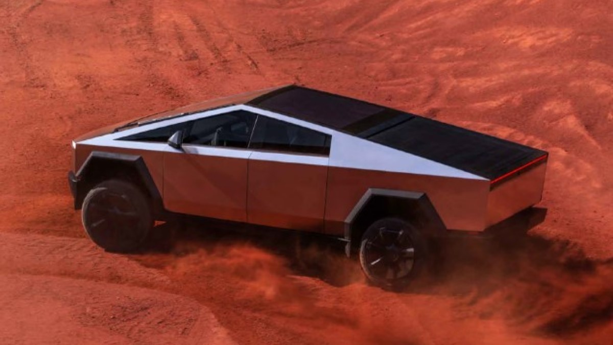 The Tesla Cybertruck seen from overhead